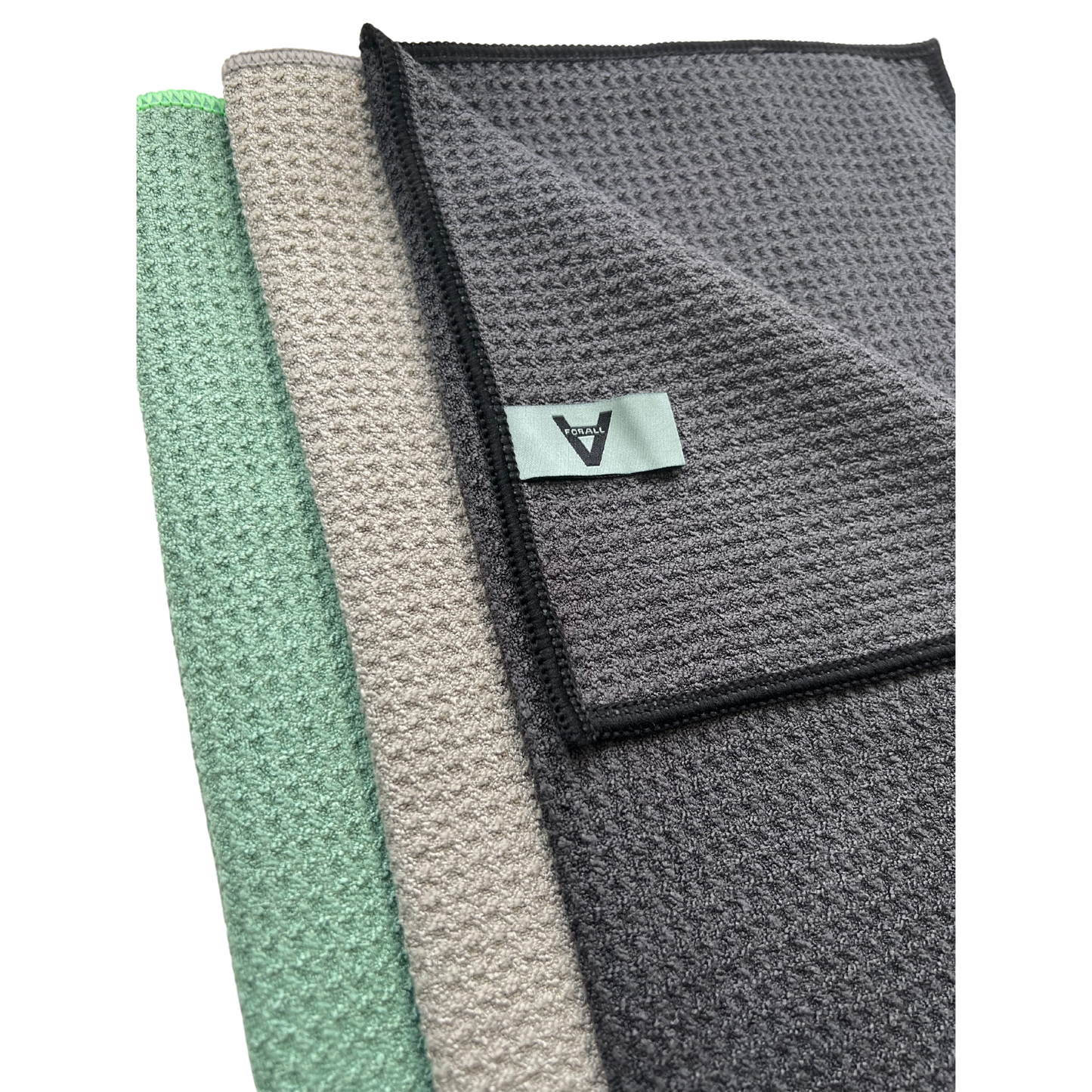 Set of 3 For All waffle weave cloths in different colours, designed to trap dirt and leave streak-free finishes when cleaning all surfaces