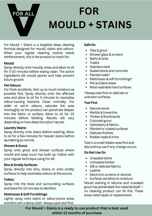 Cheat Sheet For Mould + Stains