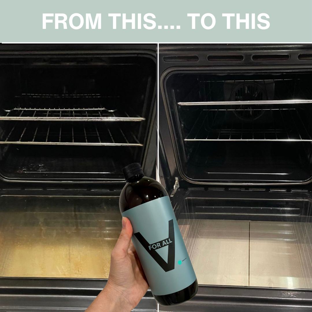 Oven before and after cleaning with For All